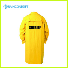 PVC Jaune Polyester Long Raincoat avec Manche Rpp-006